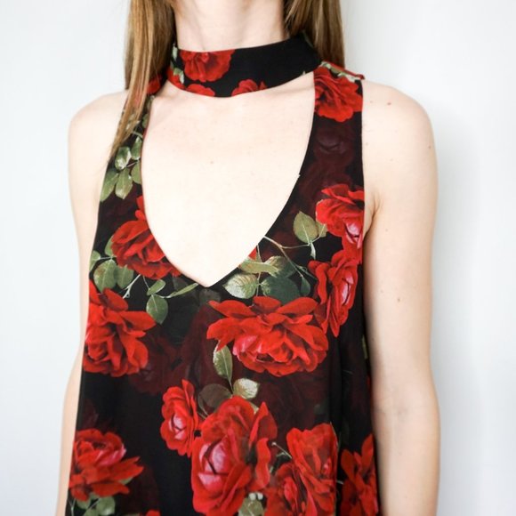SHOW ME YOUR MUMU Roses Print Choker Top NWT - Picture 2 of 6